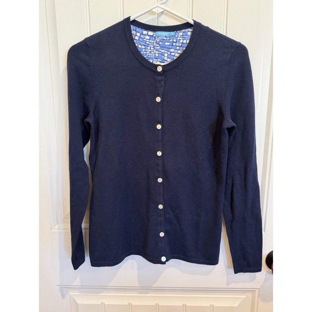 J McLaughlin Womens XS Navy Blue Cotton Modal Button Front Cardigan Sweater